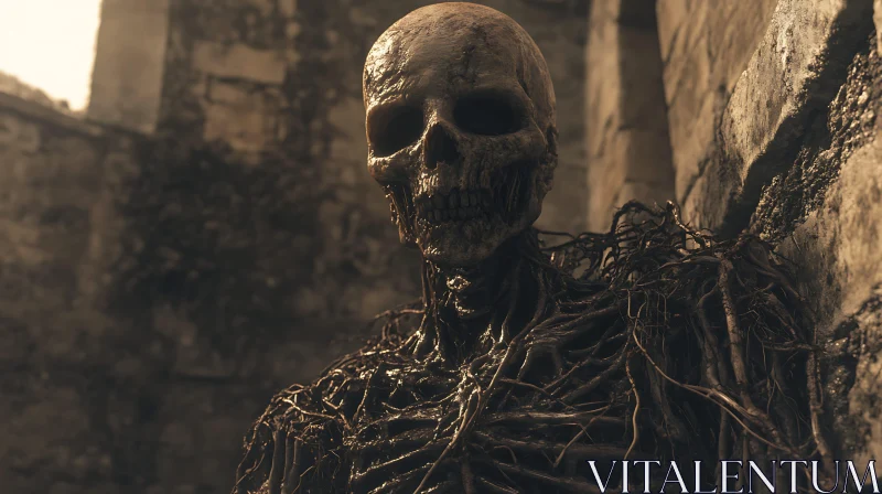 AI ART Haunting Skeleton with Roots