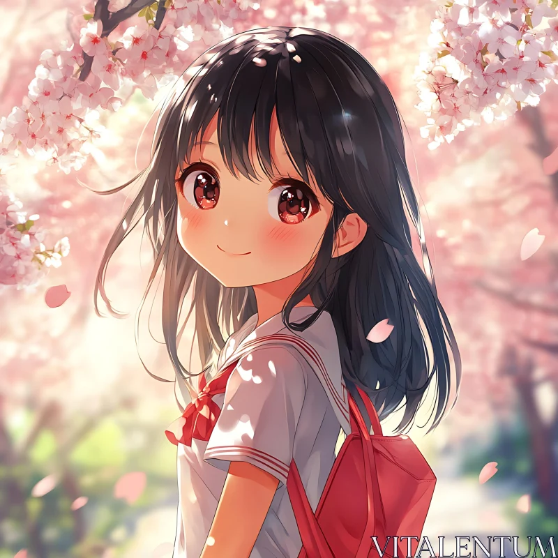 Sakura Season Anime Art AI Image