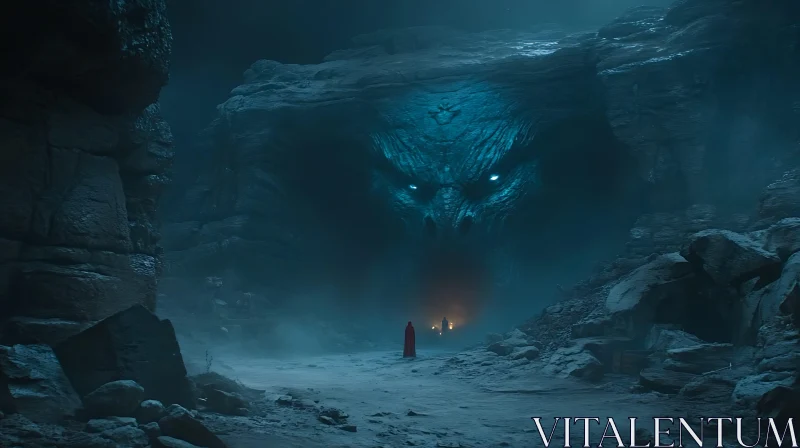 Giants face in the cave AI Image