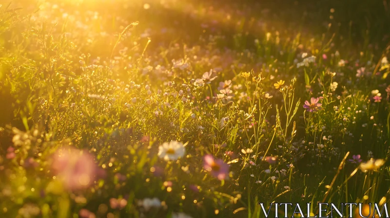 Golden Meadow of Wildflowers AI Image