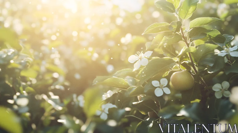 Golden Sunlight on Blooming Plant AI Image