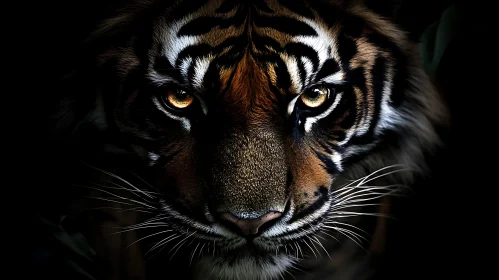 Tiger Face Close-Up: Intense Amber Gaze