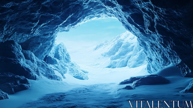 AI ART Frozen Cave Opening to Snowfield