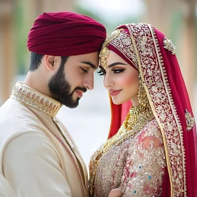 Traditional Wedding Attire Couple Portrait
