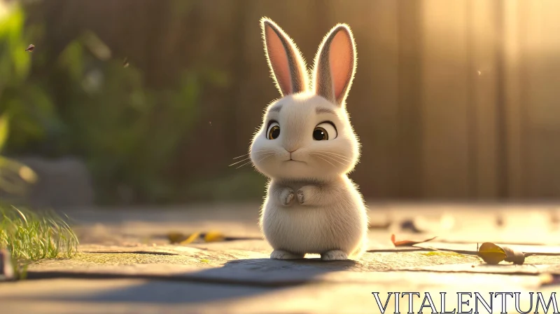 AI ART Charming Rabbit in a Sunny Garden