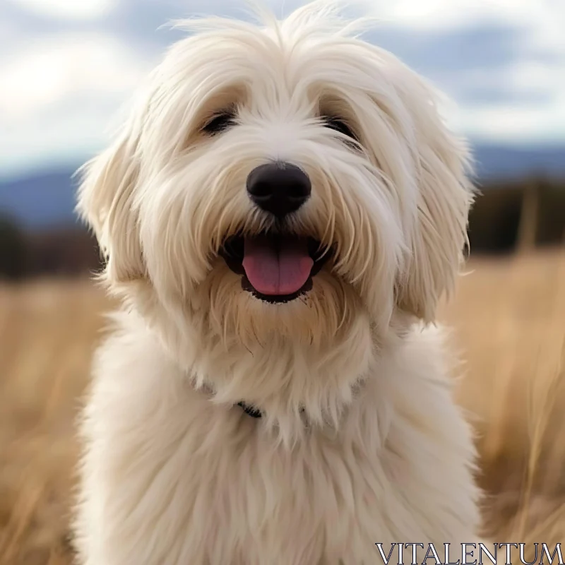 Happy Fluffy Dog in the Outdoors AI Image