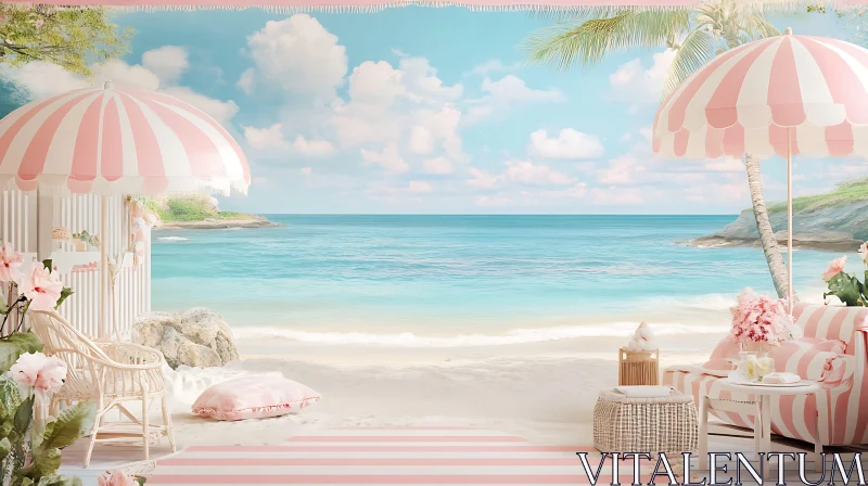 AI ART Coastal Pink Dreams - Beach Getaway