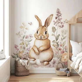 Whimsical Bunny Among Pastel Blooms