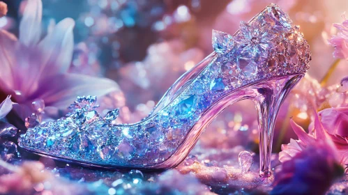 Fantasy Glass Slipper amongst Flowers