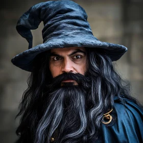 Mystical Wizard with Deep Blue Hat