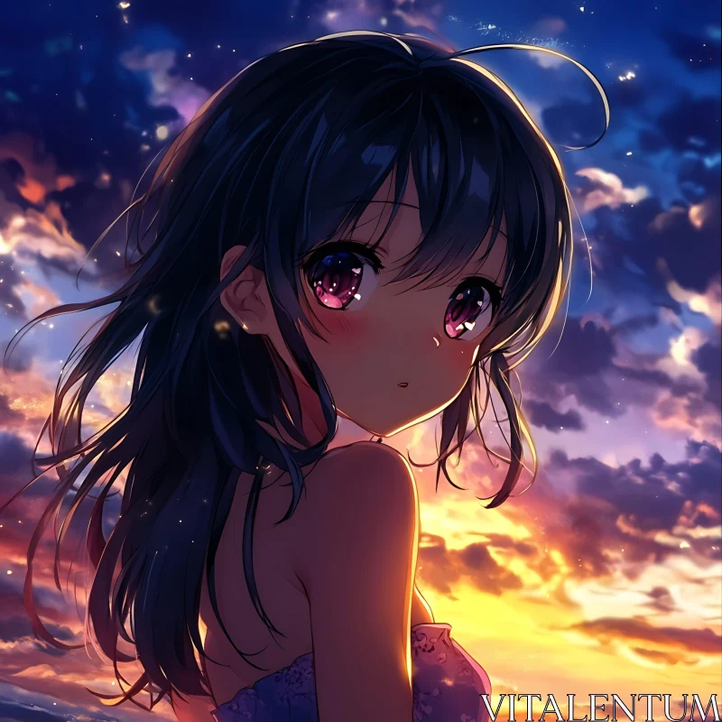 Sunset Anime Art AI Image