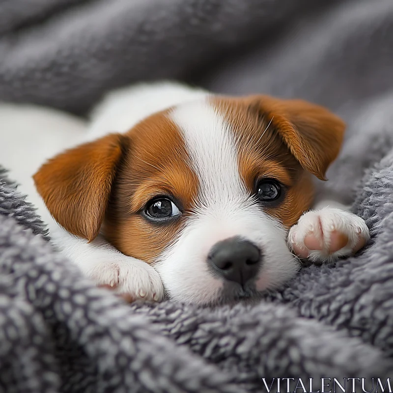 Cute Brown and White Puppy AI Image