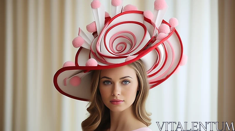 Intricate Pink Hat with Precisionist Lines | Fashion AI Image