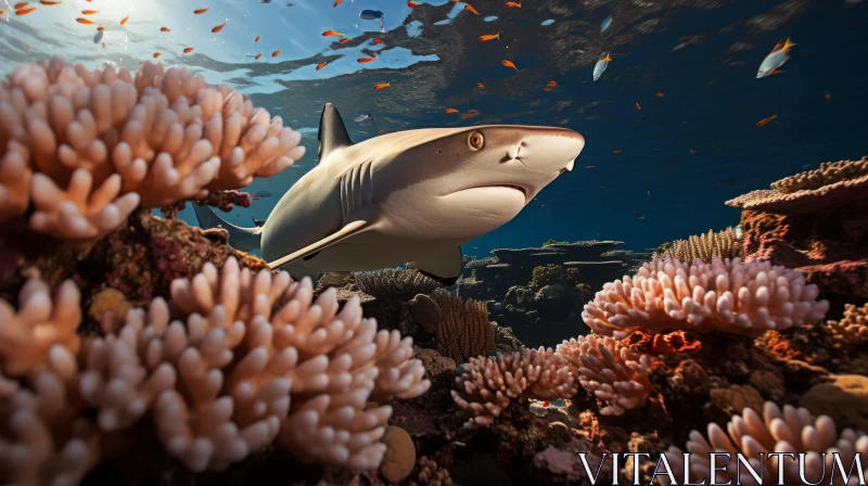 Underwater Exploration: Shark Amidst Coral Reefs AI Image