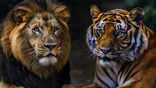 Majestic Lion and Tiger Duo