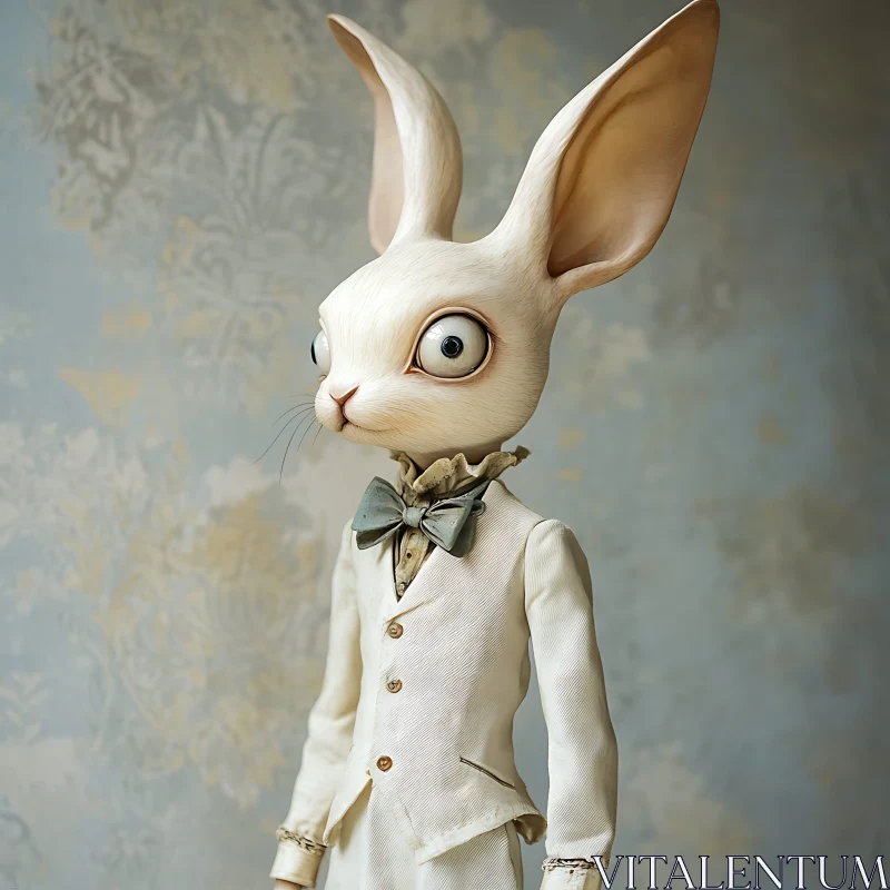 Anthropomorphic Rabbit in White Suit AI Image