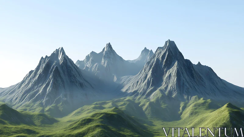 Serene Mountain Landscape AI Image