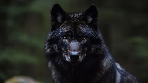 Portrait of a Black Wolf