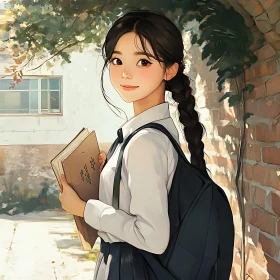 Student with Braids Holding Books