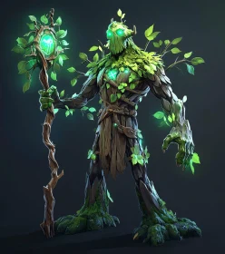 Enigmatic Forest Guardian with Glowing Eyes