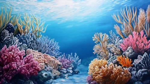 Colorful Marine Life Oil Painting