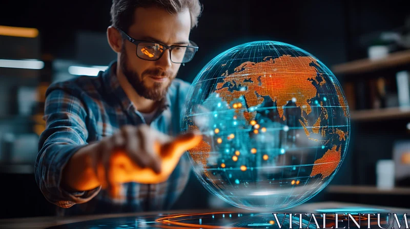 Man and Digital World: A Modern Connection AI Image