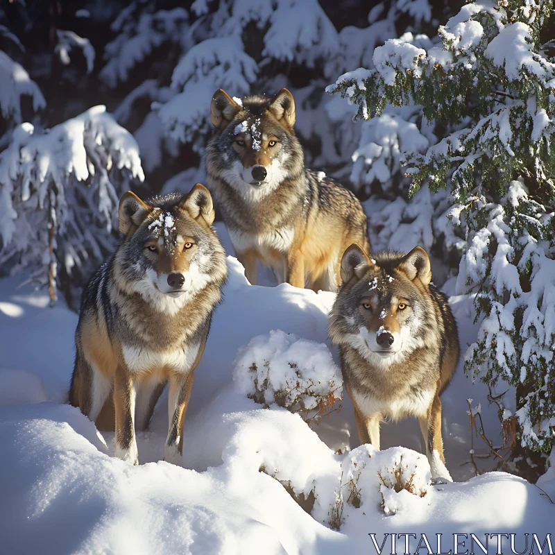 Snowy Wolves Portrait AI Image