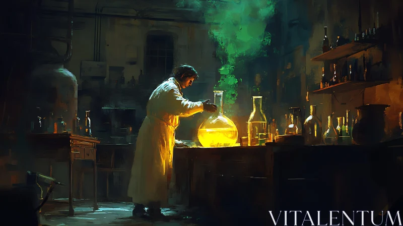 Scientist and the Glowing Potion AI Image