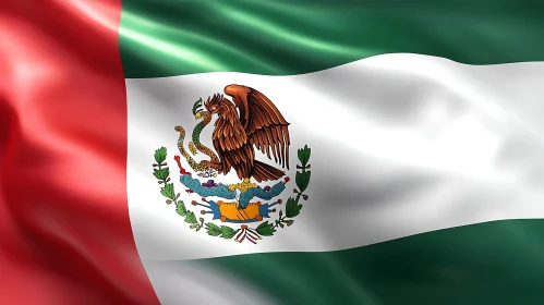 Symbolic Mexican Flag Flowing Elegantly