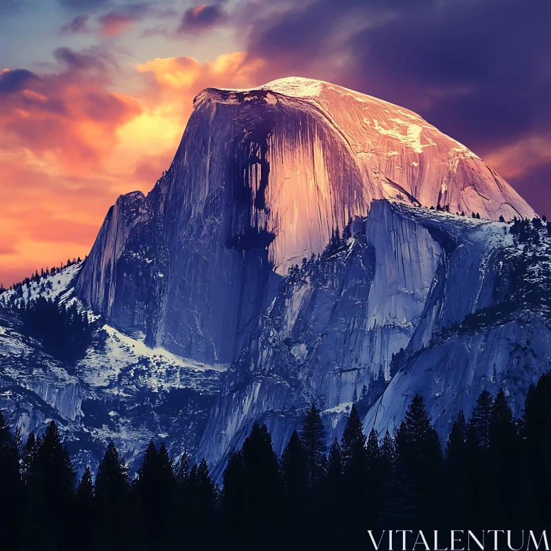 Stunning Mountain at Sunset AI Image