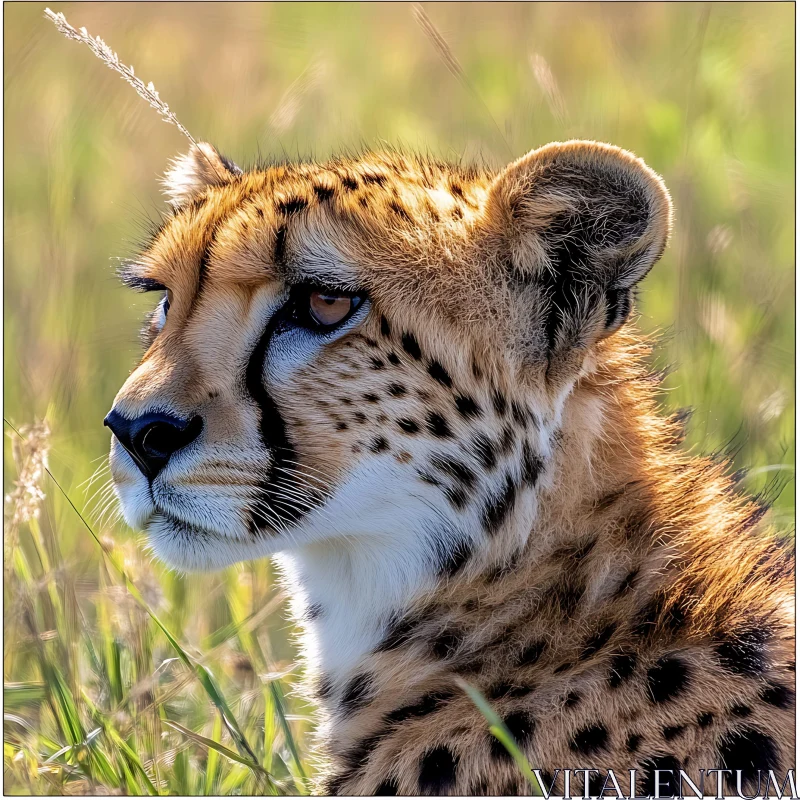 Cheetah in Tall Grass AI Image