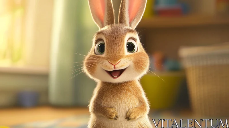 AI ART Adorable Cartoon Rabbit with a Sweet Smile