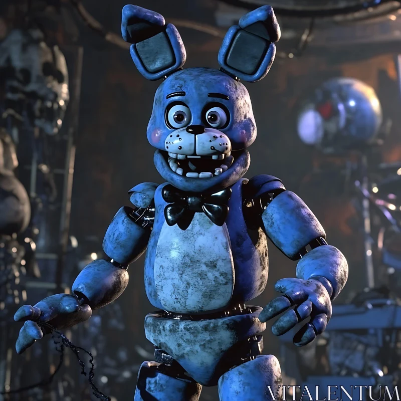 Creepy Animatronic Bunny in Dark Setting AI Image