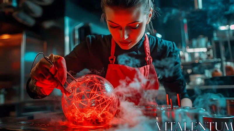 Culinary Artist at Work with Glowing Sphere