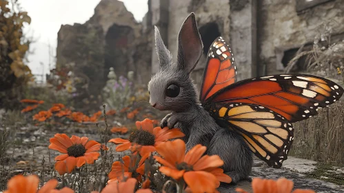 Enchanted Rabbit with Butterfly Wings