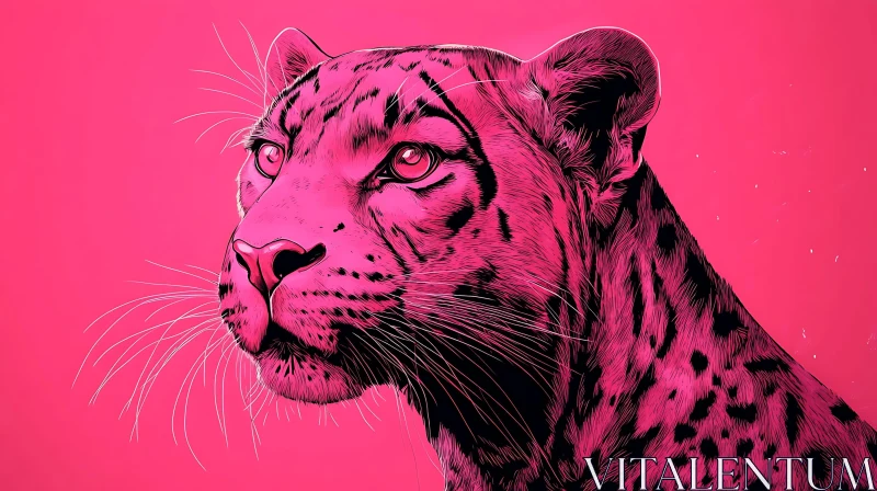 AI ART Leopard in Pink - Unique Feline Artwork