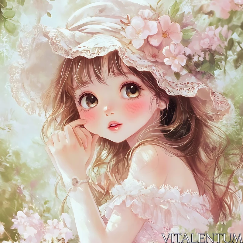 Spring Blossoms and Anime Beauty AI Image