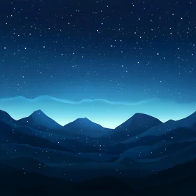 Tranquil Mountain Range Under Starry Sky