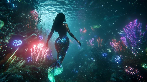 Mystical Mermaid Underwater Scene