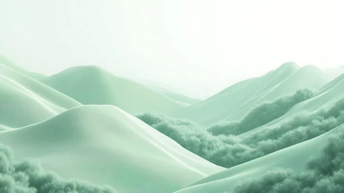 Pastel Green Mountain Range Fine Art