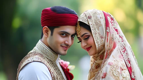Romantic Wedding Day Portrait of Couple