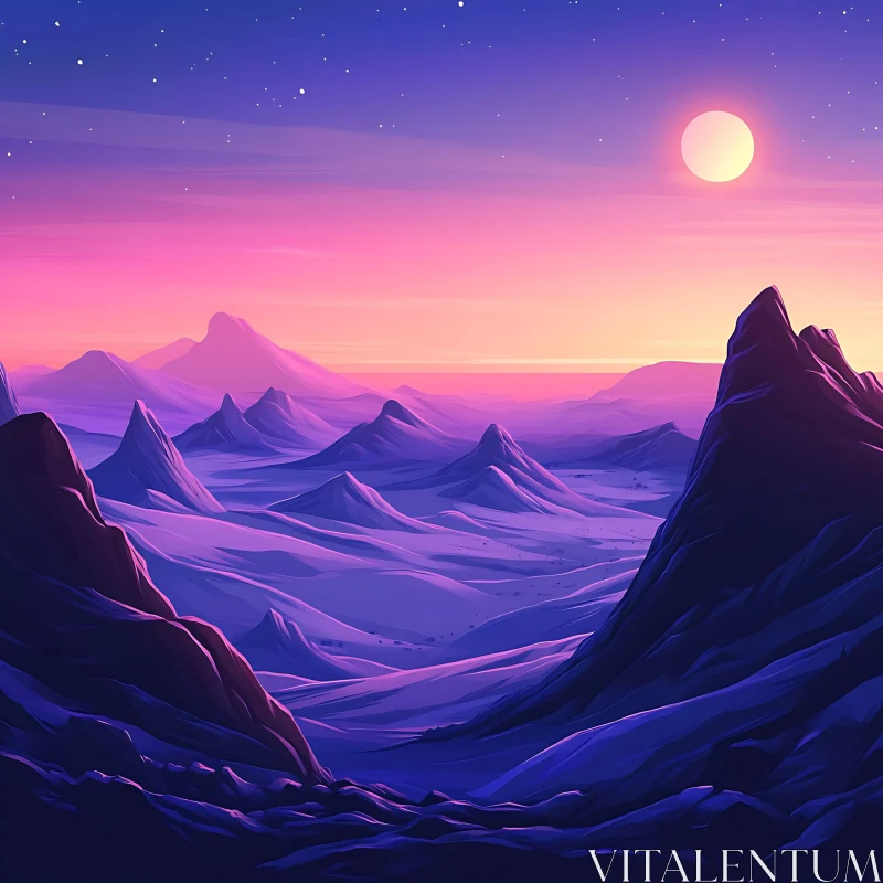 Scenic Purple Mountains Landscape AI Image