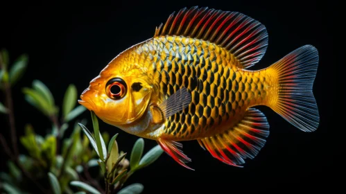 Dark Orange and Gold Tropical Fish: A Study in Botanical Accuracy and Primary Colors
