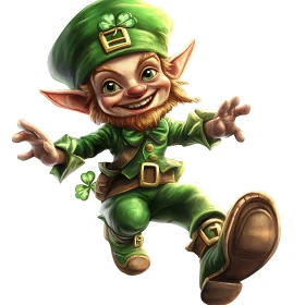 Joyful Leprechaun in Green Outfit