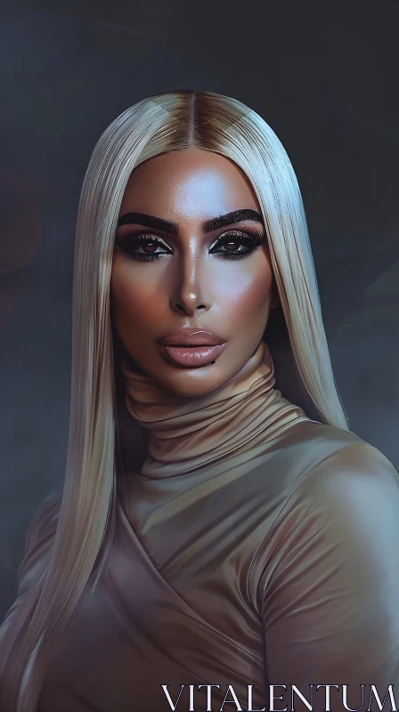 Kim Kardashian Stylish Glamour Portrait AI Image