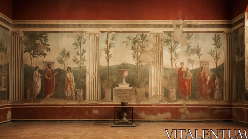 Roman Art and Architecture in an Ancient Room AI Image