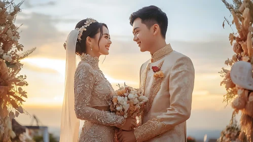 Couple's Golden Hour Wedding Portrait