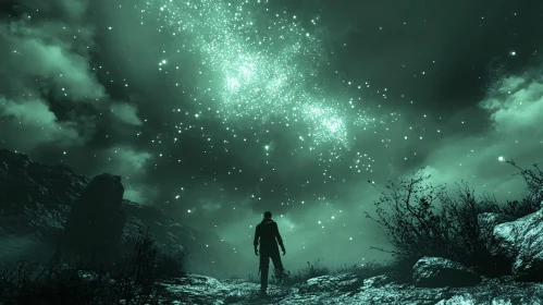 Night Watcher: Silhouette Under Starry Skies