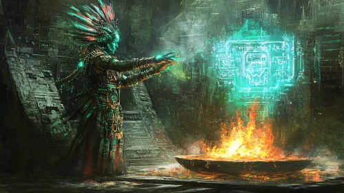 Ancient Aztec Magic Ritual Scene