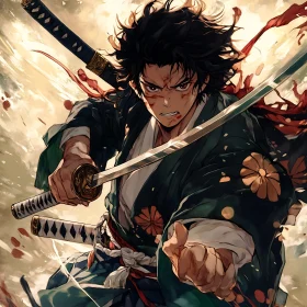 Intense Samurai with Katana
